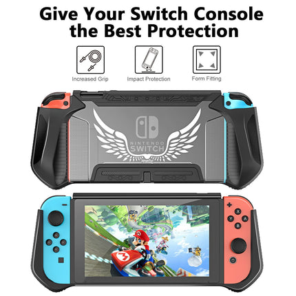 Switch Carrying Case Compatible with Nintendo Switch, 12 In 1 Accessories Bundle for Nintendo Switch with Carrying Case, Protective Case, Screen Protector, PlayStand, Joycon Grip & More (Black)