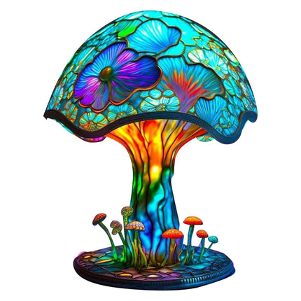 Rehumsem Painting Stained Night Mushroom Decorative Bedside Table Lamp
