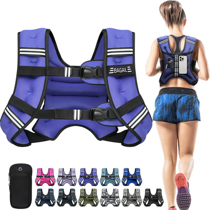 BAGAIL Adult's Weighted Vest with Detachable Phone Pouch, Rucking Vest, Walking, Weight Loss, Training, Running