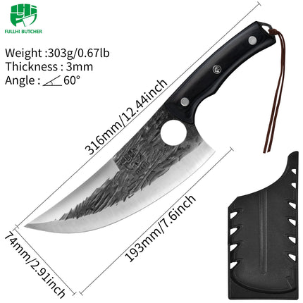 FULLHI Carbon Steel Forged Kitchen Slicing Knife with Guard,X004DGSQUJ
