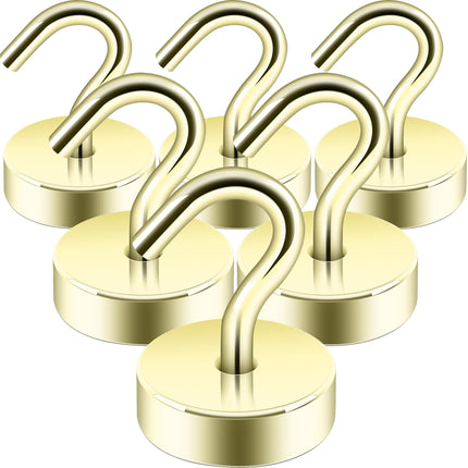 Neosmuk 6PCS Magnetic Hooks, Cruise Ship Essentials, 60lb+ Heavy Duty Magnetic Hooks,  Extra Strong Must-Haves, Gold