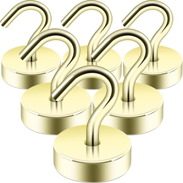Neosmuk 6PCS Magnetic Hooks, Cruise Ship Essentials, 60lb+ Heavy Duty Magnetic Hooks,  Extra Strong Must-Haves, Gold X004HO88Z5