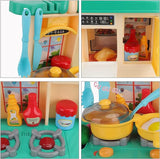 Aomola Play Kitchen Set Role Play Kitchen Pretend Kitchen Toys,Cooking Set for Kids with Play Food,Toy Kitchen Accessories,Realistic Sounds Lights and Running Water T12