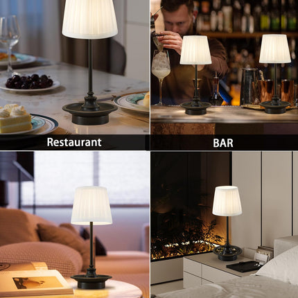 GyroVu LED Cordless Battery Operated Table Lamp Rechargeable, Black