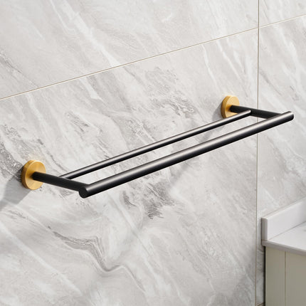 Miyili 24-Inch Bathroom Double Towel Rack Black & Gold