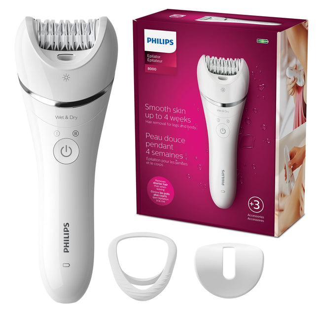 NEW OPEN Philips Beauty Epilator Series 8000 for Women, with 3 Accessories, BRE700/04