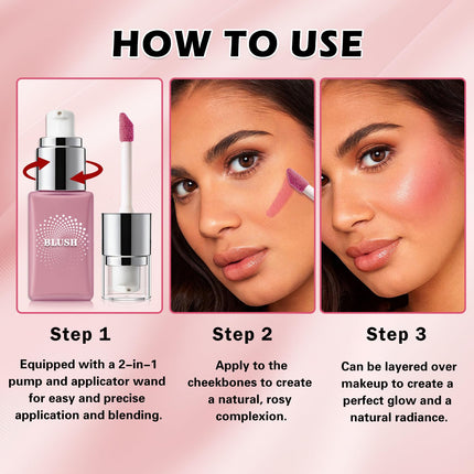 QIUFSSE 35ml/1.18fl oz Lightweight Liquid Cream Blush Matte Finish for Cheeks, 02 Nude Red