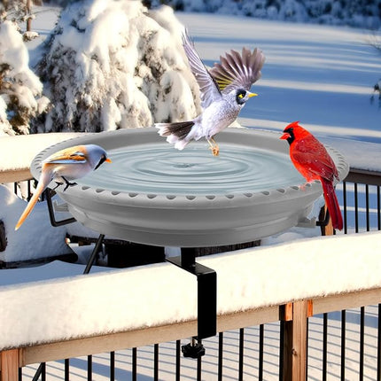 Daoeny 100W Heated Bird Bath Bowl Thermostat Control for Deck Railing Outside Garden Yard Patio Lawn Decor