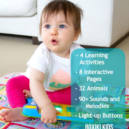 Boxiki Kids Animal Sound Book for Toddlers – Interactive Learning Activity Book with Music, Animal Names & Sounds. Educational Toy for Baby & Early Development.