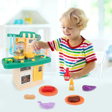 Aomola Play Kitchen Set Role Play Kitchen Pretend Kitchen Toys,Cooking Set for Kids with Play Food,Toy Kitchen Accessories,Realistic Sounds Lights and Running Water T12