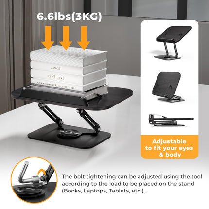 SupeDesk Adjustable Multifunctional Display Stand with 360° Rotating Bases, Foldable Designs, and Elastic Clips, for Recipe, Cookbooks, Tablets, Laptops, Books