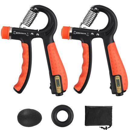 VINTEAM Hand Grip Strengthener with Counter, 4 Pack Forearm Trainer Workout Kit, Adjustable Resistance Grip Strengthers with Grip Ring &Grip Ball, for Hand Strength Trainer, Recovery
