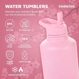 64 Oz Insulated Water Bottle with Strap Stainless Steel Sports Water Bottle with 3 Lids (Straw, Chug and Flip Lid)