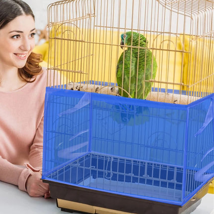 Daoeny 2PCS Large Bird Cage Cover, Bird Cage Seed Catcher, Adjustable Soft Airy Nylon Mesh Net, Birdcage Cover Skirt Seed Guard for Parrot Parakeet Macaw African Round Square Cages (Blue + Green)