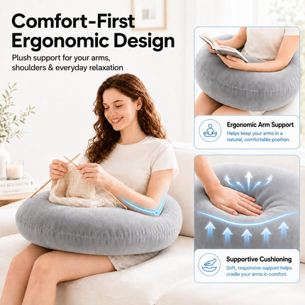 Gaming Pillow Arm Support Pillow for Bed & Sofa: Ergonomic U-Shaped Lap Pillow with Elbow Rest for Adults & Kids - Reduces Arm Pain & Fatigue During Gaming, Reading, Working & Crocheting