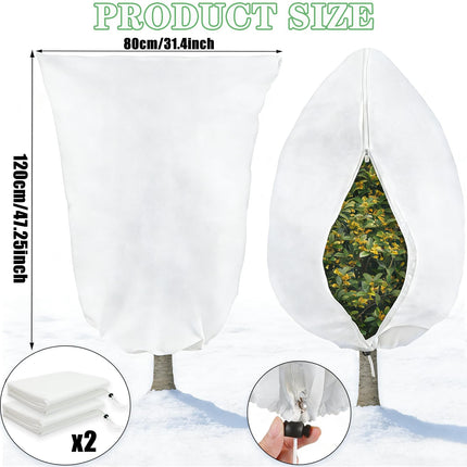 Gansita 2 Packs 80x120cm Plant Covers Tree Freeze Protection Bags Large Frost Cloth Bag Protectors with Zipper Drawstring Reusable Plant Fleece Frost Freezing Cloth Outdoor Blankets for Outdoor Tree Plants