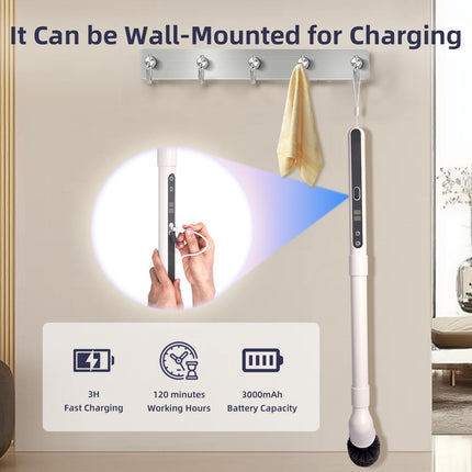 GOLUMU Electric Spin Scrubber Full-Body IP68 Waterproof Cordless Bathroom Cleaning Brush with 2 Replaceable Brush Heads, 2 Adjustable Speeds, Power Bath Brush Cleaner for Bathtub Shower