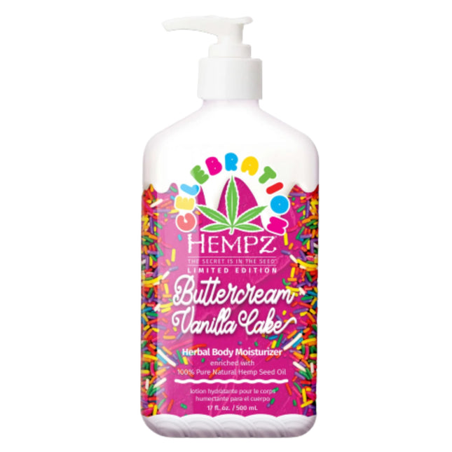 HEMPZ Body Lotion - Buttercream Cake Limited Edition Daily Moisturizing Cream, Shea Butter, Agave, Rice, Oat Hand and Body Moisturizer - Skin Care Products, Hemp Seed Oil - 17 Fl Oz