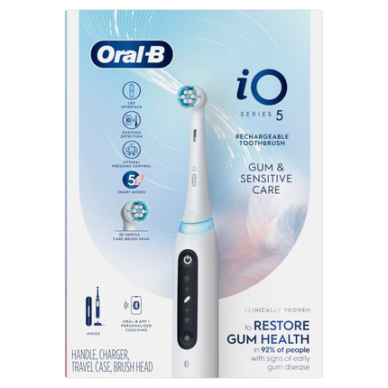 Oral-B iO Series 5 Gum & Sensitive Care Electric Toothbrush with (1) Brush Head, Rechargeable, White