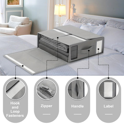 TAHAVICE Bed Sheet Organizer for Closet, Linen Closet Organizers and Storage with Window and Label, Bedsheet Organizer for Linen,Blanket,Duvet Cover,Pillowcase (3 Pack)