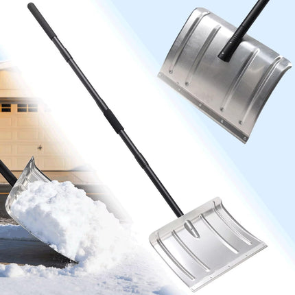 DEROFIT Snow Shovel for Driveway, Heavy Duty Aluminum Snow Shovel Pusher with 54" Long Handle,Ergonomic Metal Shovels Scoop for Decking Trunk Outdoor Car Emergency Snow Ice Removal