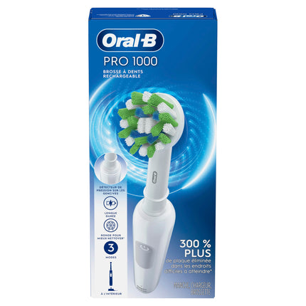 Oral-B Pro 1000 Electric Toothbrush, White, Rechargeable Power Toothbrush