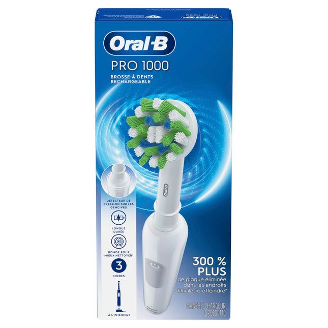 Oral-B Pro 1000 Electric Toothbrush, White, Rechargeable Power Toothbrush