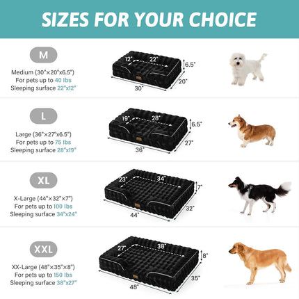 COZY KISS Soft Orthopedic Dog Bed for Extra Large Dogs, XXL Pet Sofa, BLACK