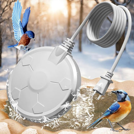 Daoeny Outdoor Full-Covered Aluminum Pond Deicer 120W Birdbath Water Heater Thermostatically Control for Patio Yard Farm