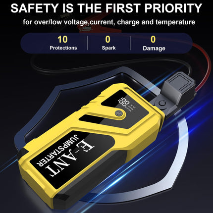 Car Battery Jump Starter 3000A Peak, 12V Jump Starter Battery Pack for Up to 8L Gas/5L Diesel, Battery Booster Jump Box, Power Bank USB QC3.0 Outputs Portable Charger, Jumper Cables LED Light Yellow