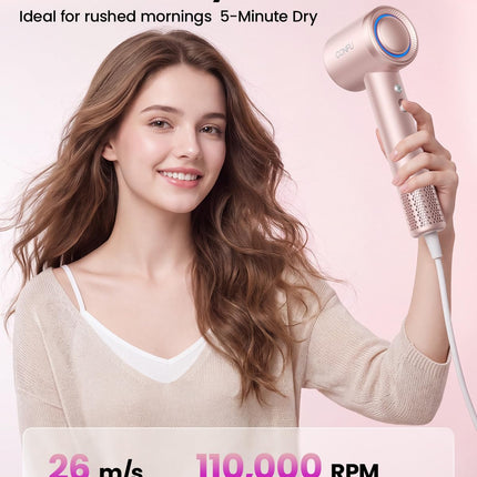 CONFU High Speed Professional Ionic Blow Dryer with Diffuser for Fast Drying, Hair for Curly Hair, PINK