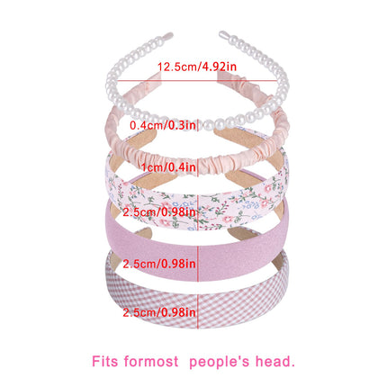 Yymobt 5 Pcs Different Designs Headbands for Women Flower Headband Set Fashion Cute White Hairband Different Pattern Vintage Wide Hair Accessories
