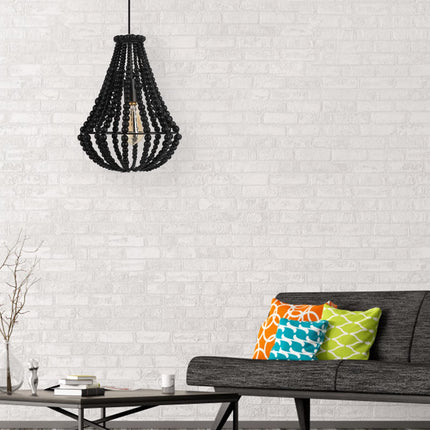 ANKARL Boho 1-Light Wood Beaded Chandelier, Farmhouse Pendant Light, Ceiling Hanging Light, PINK