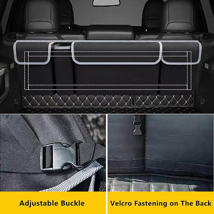 Car Trunk Organizer, Backseat Hanging Storage Bag with 4 Pockets, Foldable Waterproof Oxford Cargo Storage Bag for SUV Truck MPV VAN T8