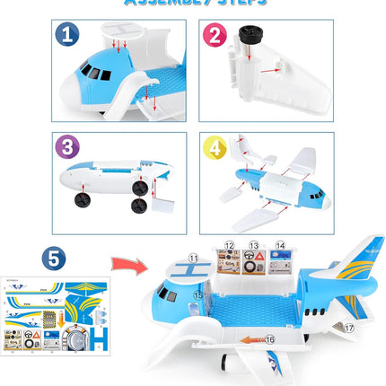 Aomola Toy Cars for 3 Year Old Boy, Car Toys Set, Transport Airplane Toys with 8 Sports Cars and 1 Helicopter, Cargo Plane Toy Gifts for Kids Boys Girls Age 3 4 5 6