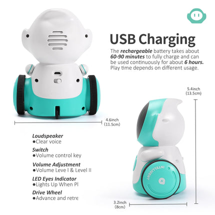 GILOBABY Interactive Robot for Kids Ages 3-8 – Rechargeable with Voice Control & Playback Mode – Educational Toy that Sings, Dances and Touch Control (Green)