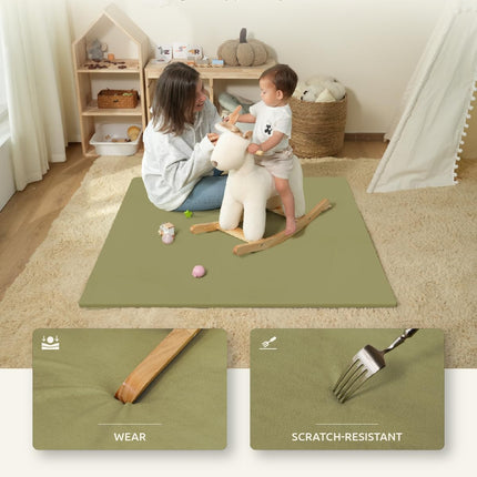 Joypony Leather Baby Play Mat 47×47×1.2 IN Foldable Play Mat Thick Memory Foam | Waterproof Baby Play Mat, Non-Slip & Safe for Newborns