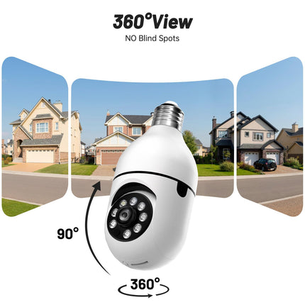 Light Bulb Security Camera, 2.4G/5G WiFi Security Cameras Wireless Outdoor Indoor, 2K Bulb Cameras for Home Security Outside, Motion Detection Alarm, Night Vision