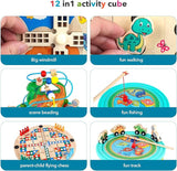 Wooden Toys Activity Cube for Kids,Montessori Toys with Bead Maze,Wooden Educational Activity Center  T119