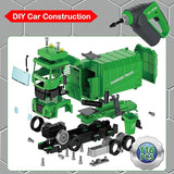 Garbage Truck Toy with Light and Sound, DIY Engineering Vehicle Construction Toys with Assembly Drill Electric Screwdriver Birthday Gift T56