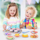 45Pcs Tea Party Set for Little Girls Princess Tea Time Toy Playset Ocean/Dinosaur Theme Kids Tea Set with Desserts & Carrying Case Kitchen Pretend Toy T134