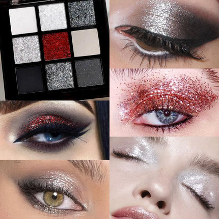 ORANO Waterproof 9 Colors Dark Shimmer Matte Metallic Smokey Black Red Eyeshadow Palette Kit