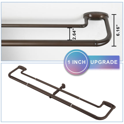 Mayrhyme Dark Bronze Double Curtain Rods for Windows 84-134 Inches,1 Inch Adjustable Double Wrap Around Blackout Curtain Rod with Aluminum Finials and Brackets