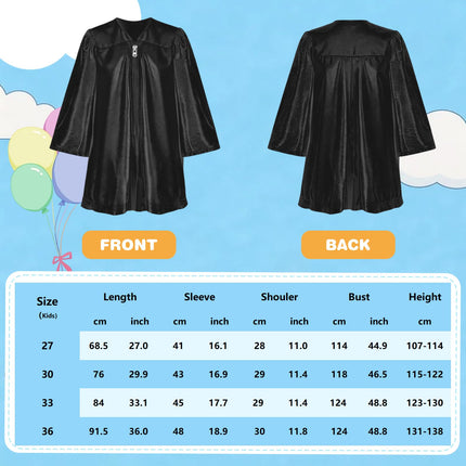 Kindergarten Graduation Gown Cap Set with 2026 Tassel,Preschool Stole and Certificate for Kindergarten (Black, 36)
