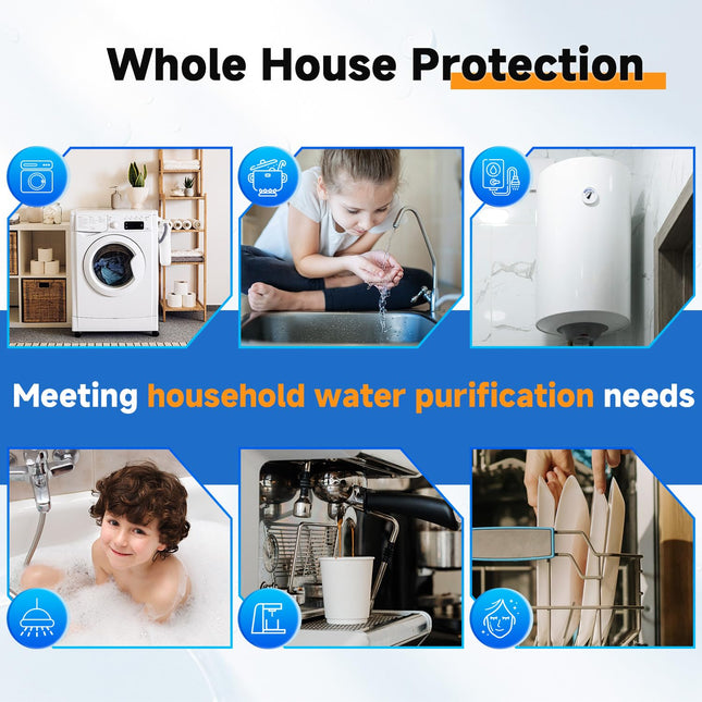 PUREPLUS Whole House Water Filter Housing, 10"x4.5" Sediment Cartridge Universal Housing, Pre-Filtration System, with Pressure Gauge, Blue NPT Port