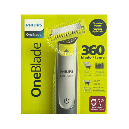 Philips OneBlade 360 Face + Body – Hybrid Electric Trimmer & Shaver, Dual Blades, Wet & Dry Use