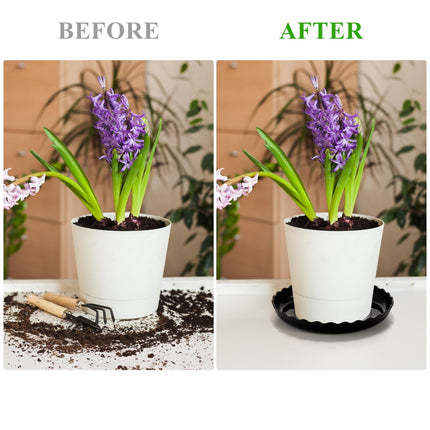 OFiSEXPT 15 Pcs Plant Saucer Set, 6, 8, 10 Inch Plastic Pot Trays, Flower Planter Saucers, Drip Trays for Indoor/Outdoor, Sturdy Plant Plate Water Catcher, BLACK
