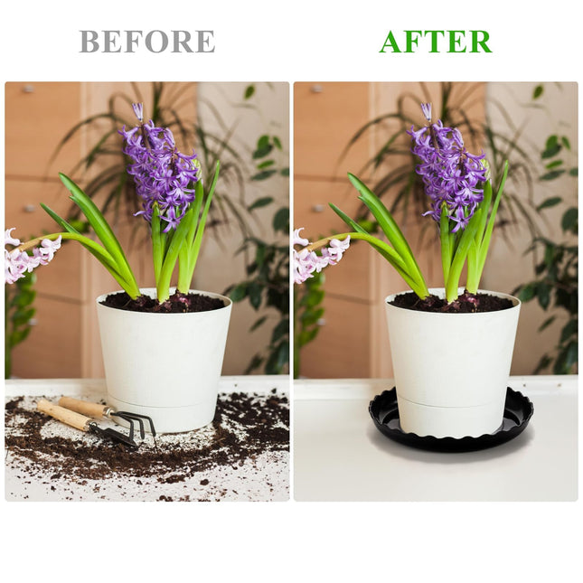OFiSEXPT 15 Pcs Plant Saucer Set, 6, 8, 10 Inch Plastic Pot Trays, Flower Planter Saucers, Drip Trays for Indoor/Outdoor, Sturdy Plant Plate Water Catcher, BLACK