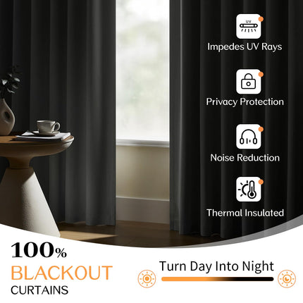 Dreaming Casa 100% Blackout Curtains 100x84 Inches Long 1 Panel Greyish White