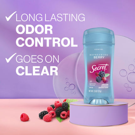 Secret Clear Gel Antiperspirant and Deodorant, Berry Scent, 73 grams